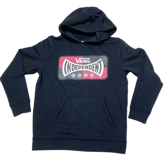 Vans x Independent Hoodie Pullover Youth Medium Black Sweater Sweatshirt New - Picture 1 of 5